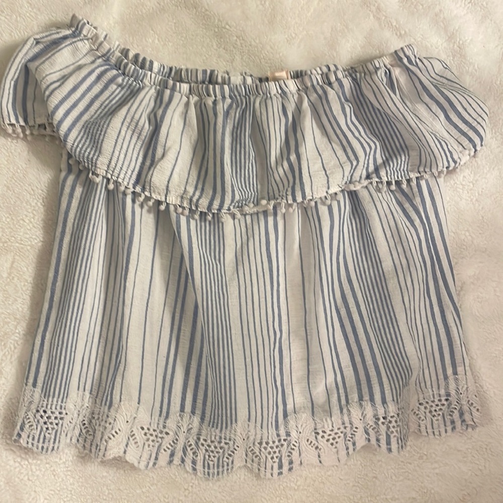Dizzy Gal blue and white striped shirt in 2x